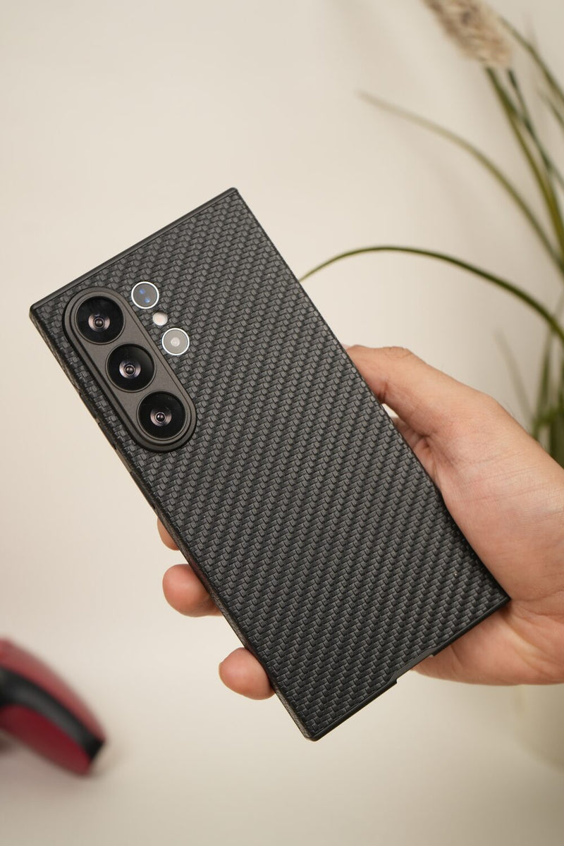Samsung Galaxy S25 Ultra Carbon Fiber Texture Case – Slim Matte Back Cover with Camera Protection