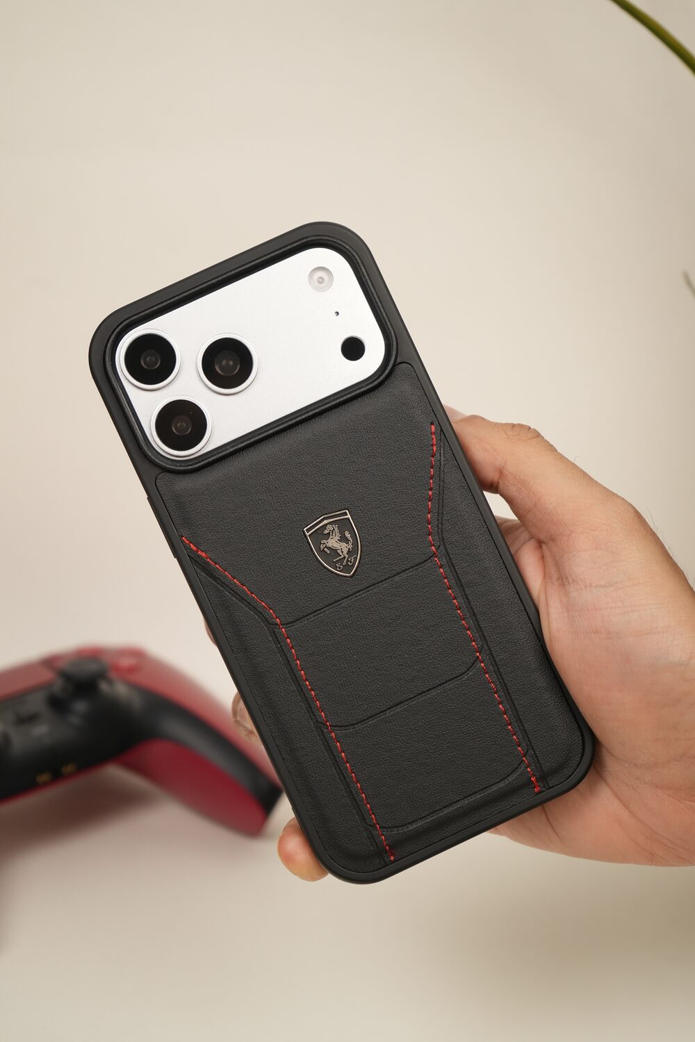 iPhone 17 Pro Max FR Edition Stitched PU Leather Case Cover