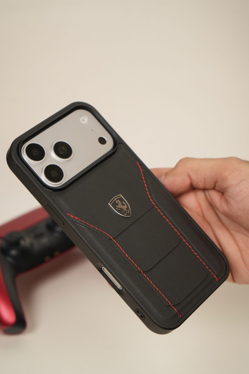 iPhone 17 Pro Max FR Edition Stitched PU Leather Case Cover