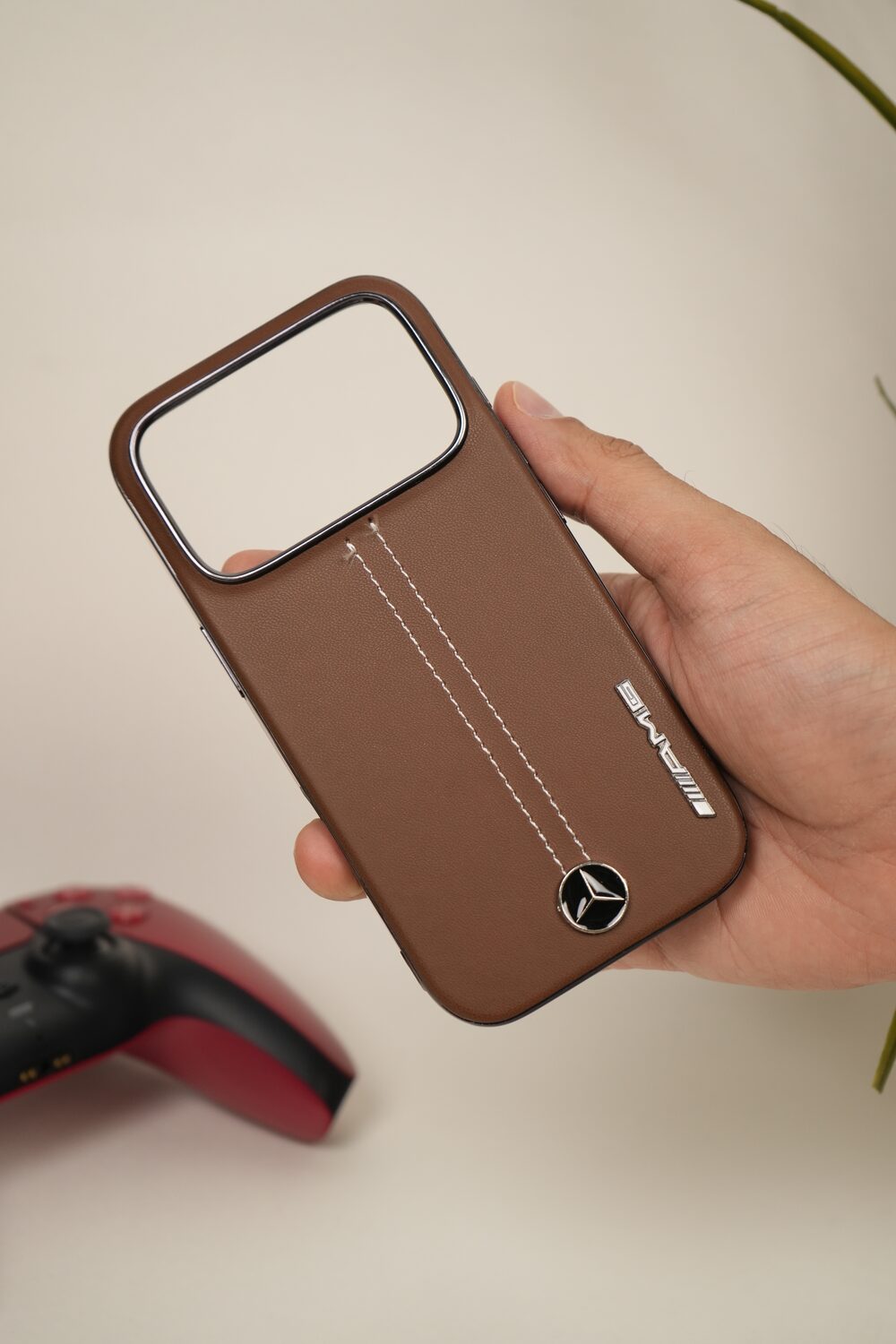 iPhone 17 Pro Max AMG Edition Stitched PU Leather Case Cover
