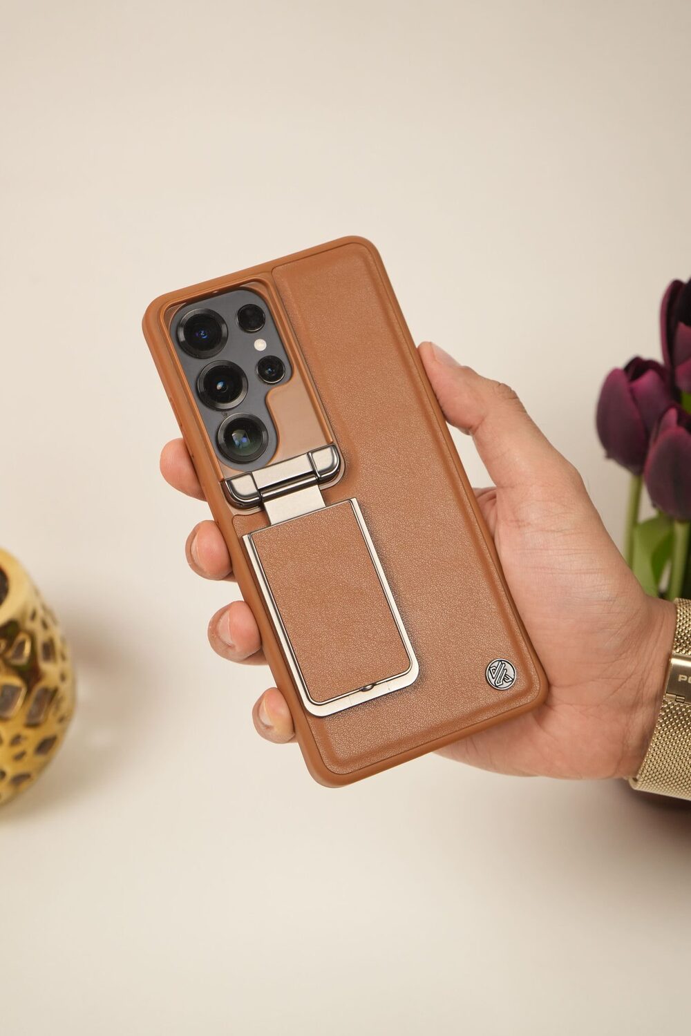 Samsung S26 Ultra Cover - Elegant Brown Leather Case (With Camera Protection)