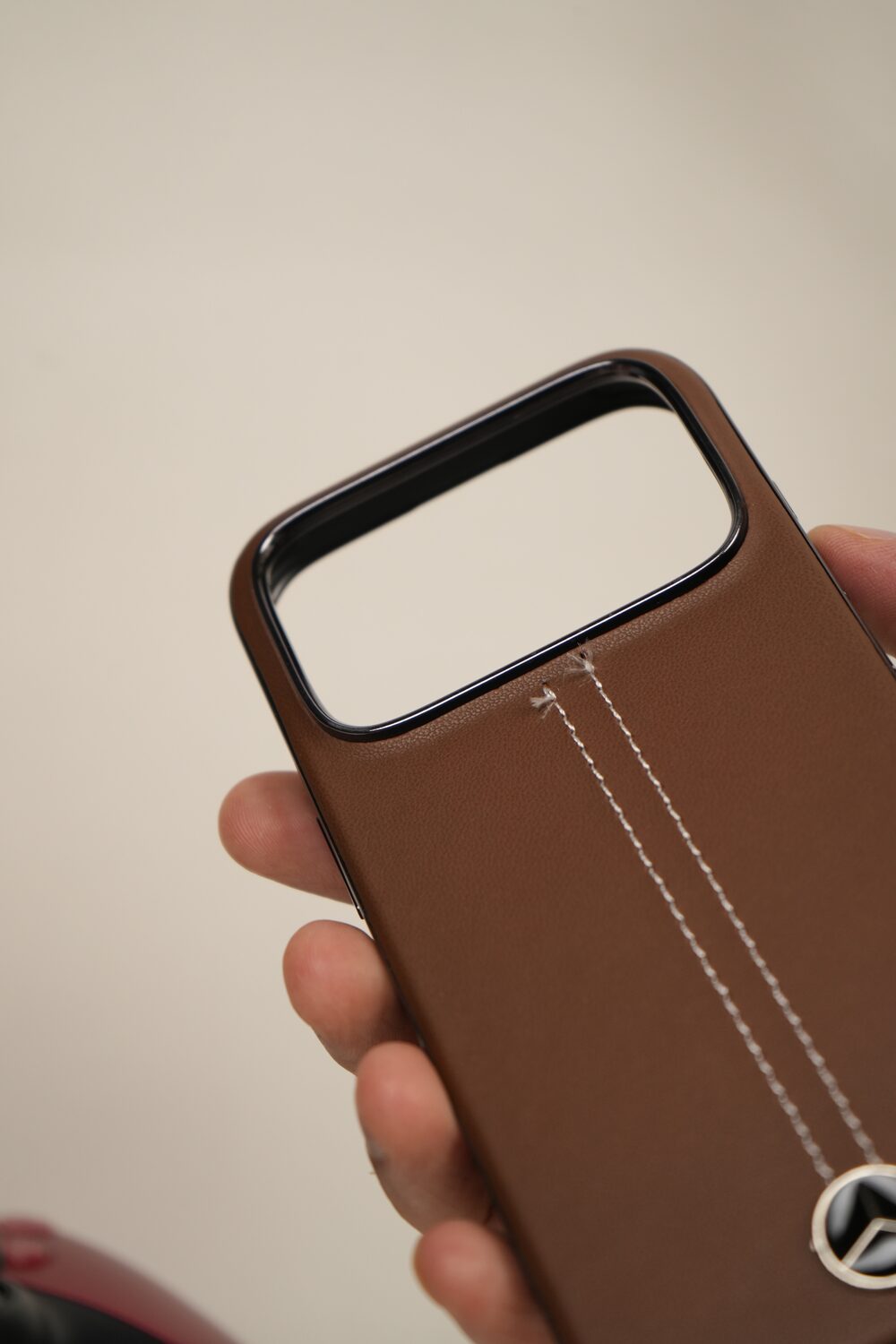 iPhone 17 Pro Max AMG Edition Stitched PU Leather Case Cover