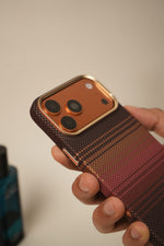 iPhone 17 Pro Max Carbon Fiber Texture Design Hard Pc MagSafe Case Cover BlueGreen