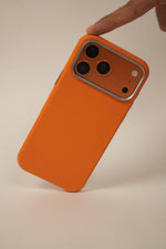 iPhone 17 Pro PU Leather Case with Metal Camera Frame & Built-in MagSafe Back Cover