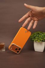 iPhone 17 Pro Max PU Leather Case with Gold Metal Camera Frame | Shockproof & Anti-Fingerprint