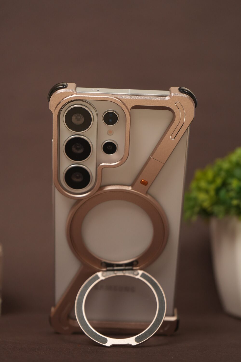 Samsung Galaxy S26 Ultra Naked Aluminum Case with Rotating MagSafe Ring Stand