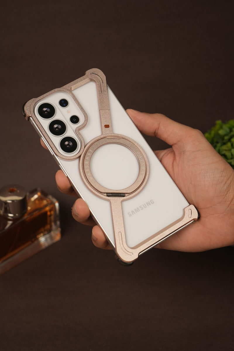 Samsung Galaxy S26 Ultra Naked Aluminum Case with Rotating MagSafe Ring Stand