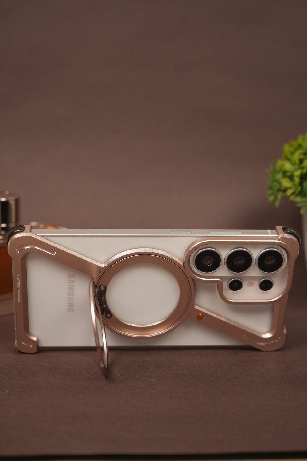 Samsung Galaxy S26 Ultra Naked Aluminum Case with Rotating MagSafe Ring Stand