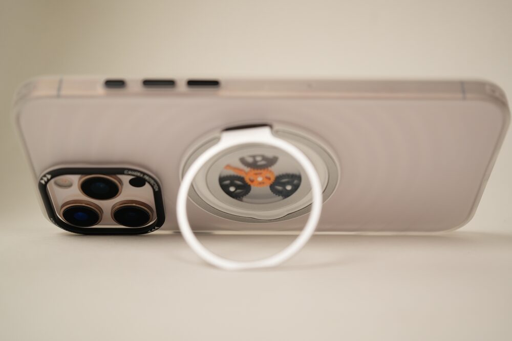 iPhone 16 Pro Max  Frosted MagSafe Case with Mechanical Gear 360° Rotating Ring Stand | Camera Protection