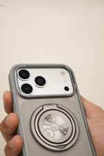 iPhone 17 Pro Max  Frosted MagSafe Case with Mechanical Gear 360° Rotating Ring Stand | Camera Protection