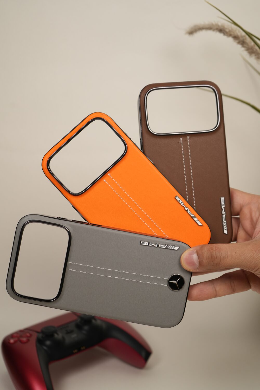 iPhone 17 Pro Max AMG Edition Stitched PU Leather Case Cover