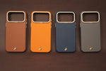 iPhone 17 Pro Max PU Leather Case with Gold Metal Camera Frame | Shockproof & Anti-Fingerprint