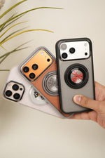iPhone 17 Pro Max  Frosted MagSafe Case with Mechanical Gear 360° Rotating Ring Stand | Camera Protection