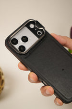 iPhone 17 Pro Max Genuine Leather Case with Metal Camera Frame & Microfiber Lining