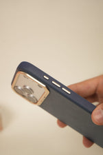 iPhone 17 Pro Max PU Leather Case with Gold Metal Camera Frame | Shockproof & Anti-Fingerprint