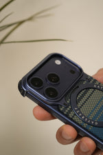 iPhone 17 Pro Max / 16 Pro Max Woven Plaid MagSafe Case with Rotating Ring Stand | Frameless Alloy Edition