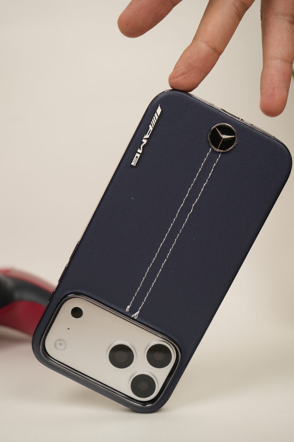 iPhone 17 Pro Max AMG Edition Stitched PU Leather Case Cover