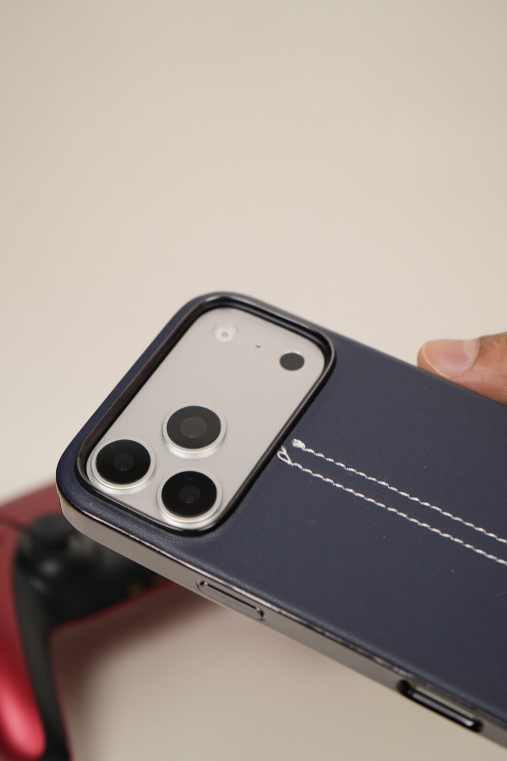 iPhone 17 Pro Max AMG Edition Stitched PU Leather Case Cover