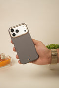 iPhone 17 Pro Max PU Leather Case with Gold Metal Camera Frame | Shockproof & Anti-Fingerprint