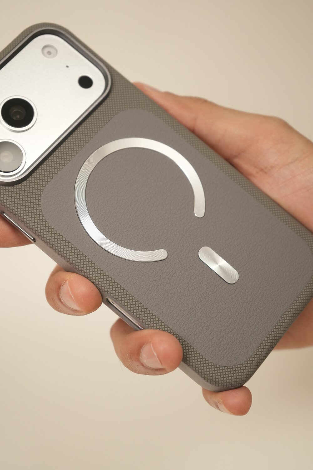 iPhone 17 Pro Dual Texture Leather MagSafe Case | Textured Grip Frame & Smooth Centre Panel