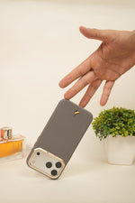 iPhone 17 Pro Max PU Leather Case with Gold Metal Camera Frame | Shockproof & Anti-Fingerprint