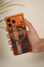 iPhone 17 Pro Max / 16 Pro Max Woven Plaid MagSafe Case with Rotating Ring Stand | Frameless Alloy Edition