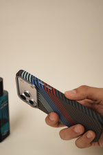 iPhone 17 Pro Max Carbon Fiber Texture Design Hard Pc MagSafe Case Cover BlueGreen