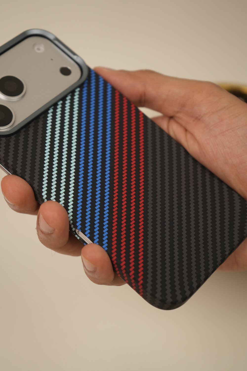 iPhone 17 Pro Max Carbon Fiber Texture Design Hard Pc MagSafe Case Cover BlueGreen