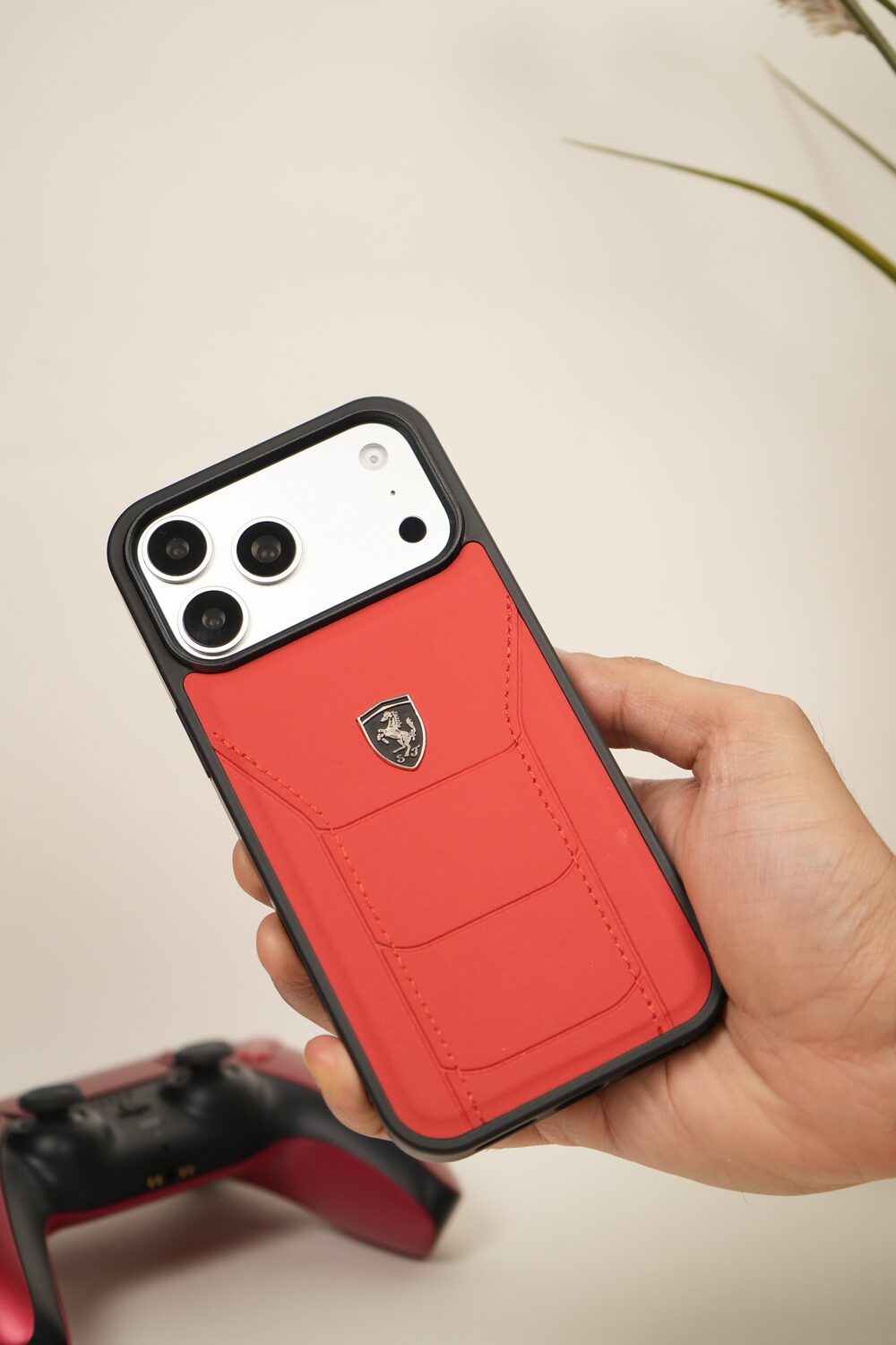 iPhone 17 Pro Max FR Edition Stitched PU Leather Case Cover