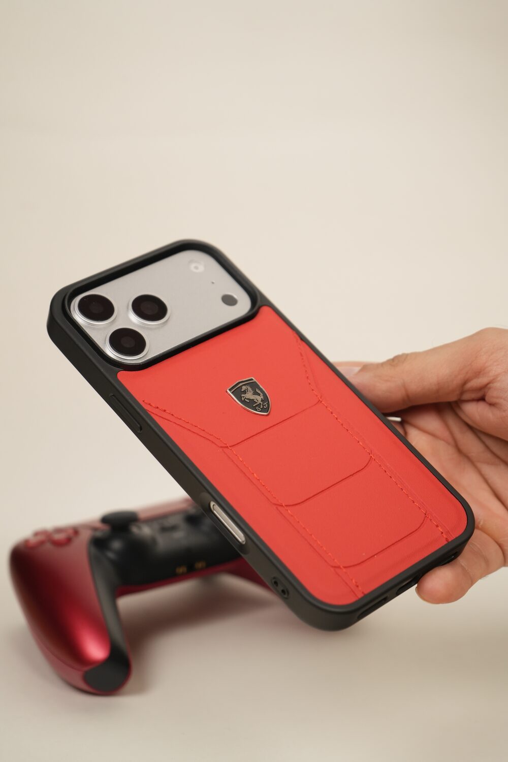 iPhone 17 Pro Max FR Edition Stitched PU Leather Case Cover
