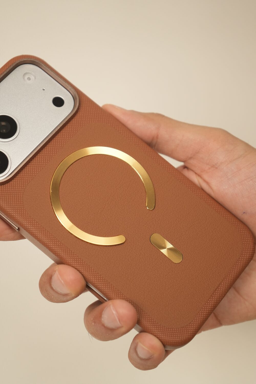 iPhone 17 Pro Dual Texture Leather MagSafe Case | Textured Grip Frame & Smooth Centre Panel