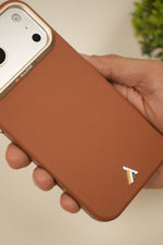 iPhone 17 Pro Max PU Leather Case with Gold Metal Camera Frame | Shockproof & Anti-Fingerprint
