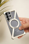 Samsung S25 Ultra Naked Aluminum Z-Frame Case with 360° Rotating MagSafe Ring Stand