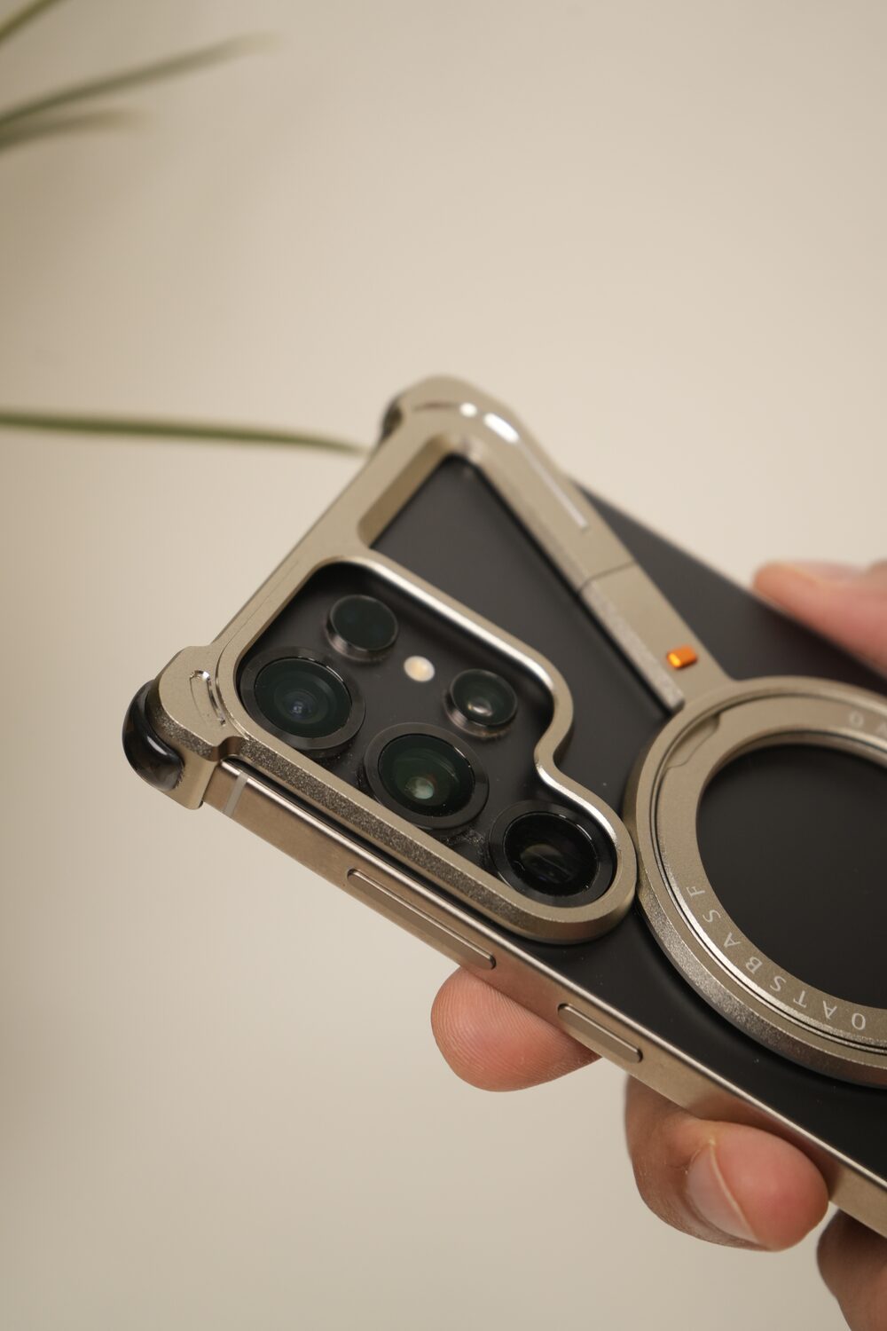 Samsung S25 Ultra Naked Aluminum Z-Frame Case with 360° Rotating MagSafe Ring Stand