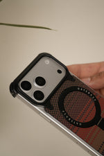 iPhone 17 Pro Max / 16 Pro Max Woven Plaid MagSafe Case with Rotating Ring Stand | Frameless Alloy Edition