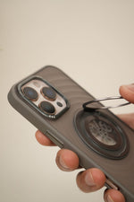 iPhone 16 Pro Max  Frosted MagSafe Case with Mechanical Gear 360° Rotating Ring Stand | Camera Protection