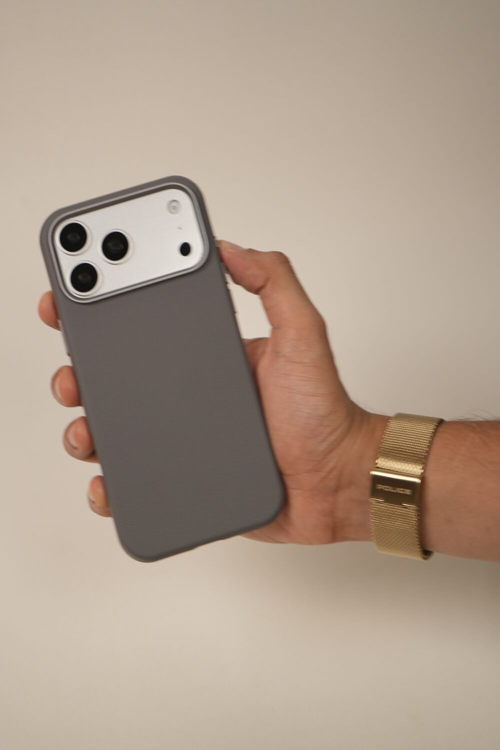 iPhone 17 Pro PU Leather Case with Metal Camera Frame & Built-in MagSafe Back Cover