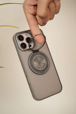 iPhone 16 Pro Max  Frosted MagSafe Case with Mechanical Gear 360° Rotating Ring Stand | Camera Protection