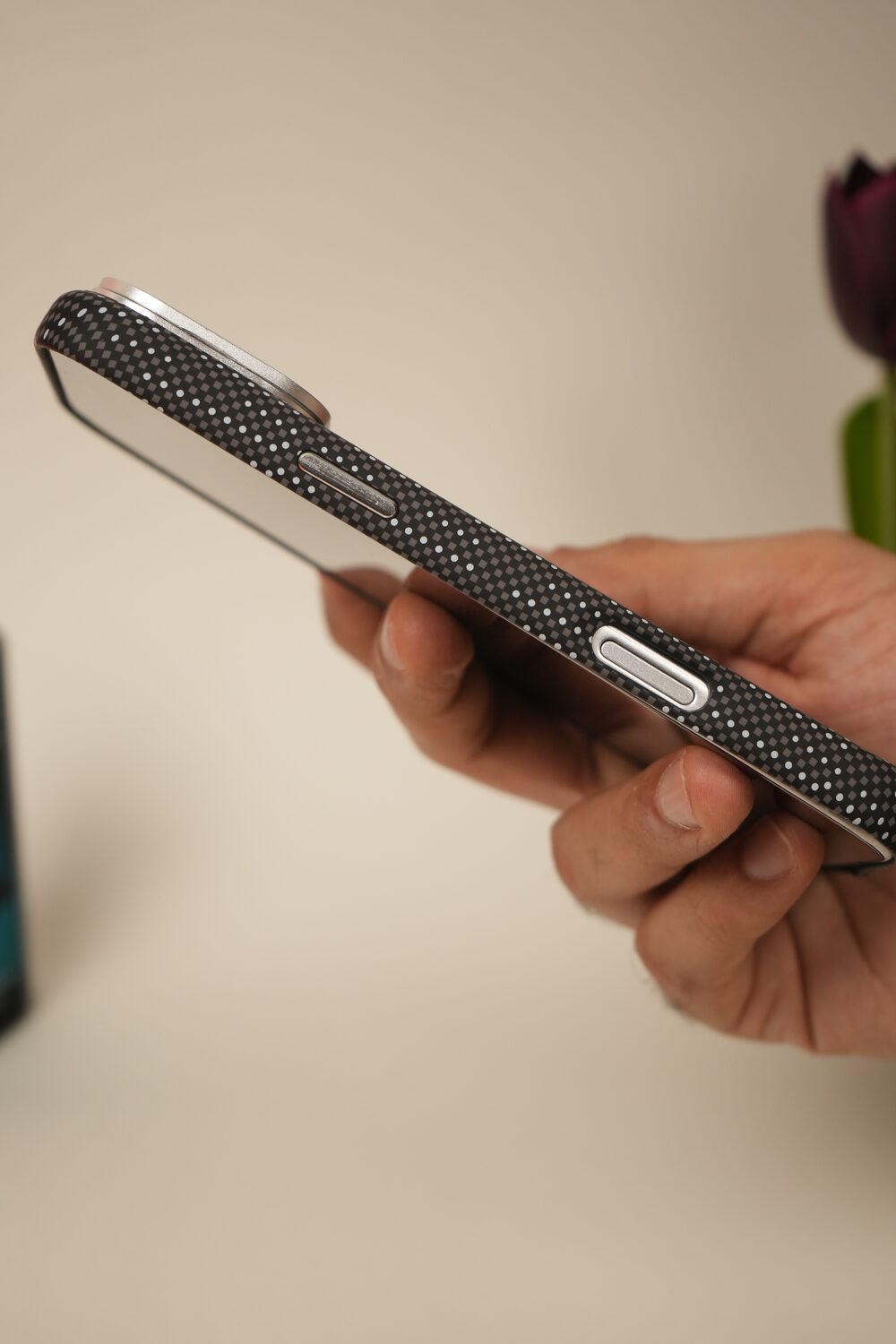 iPhone 17 Pro Max Carbon Fiber Texture Design Hard Pc MagSafe Case Cover BlueGreen