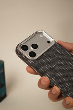 iPhone 17 Pro Max Carbon Fiber Texture Design Hard Pc MagSafe Case Cover BlueGreen