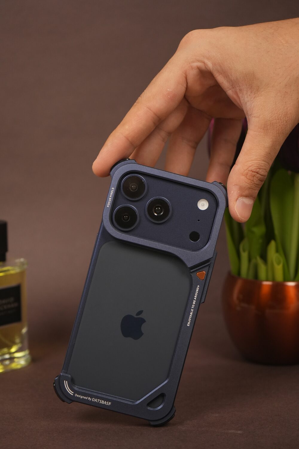 iPhone 17 Pro Max 9 Shaped Rectangular Frameless Metal Bumper Case with Camera Shield | Shockproof Aviation-Grade Alloy Frame