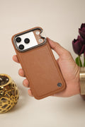iPhone 17 Pro Max Genuine Leather Case with Metal Camera Frame & Microfiber Lining