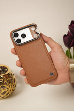 iPhone 17 Pro Max Genuine Leather Case with Metal Camera Frame & Microfiber Lining