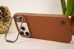 iPhone 17 Pro Max Genuine Leather Case with Metal Camera Frame & Microfiber Lining