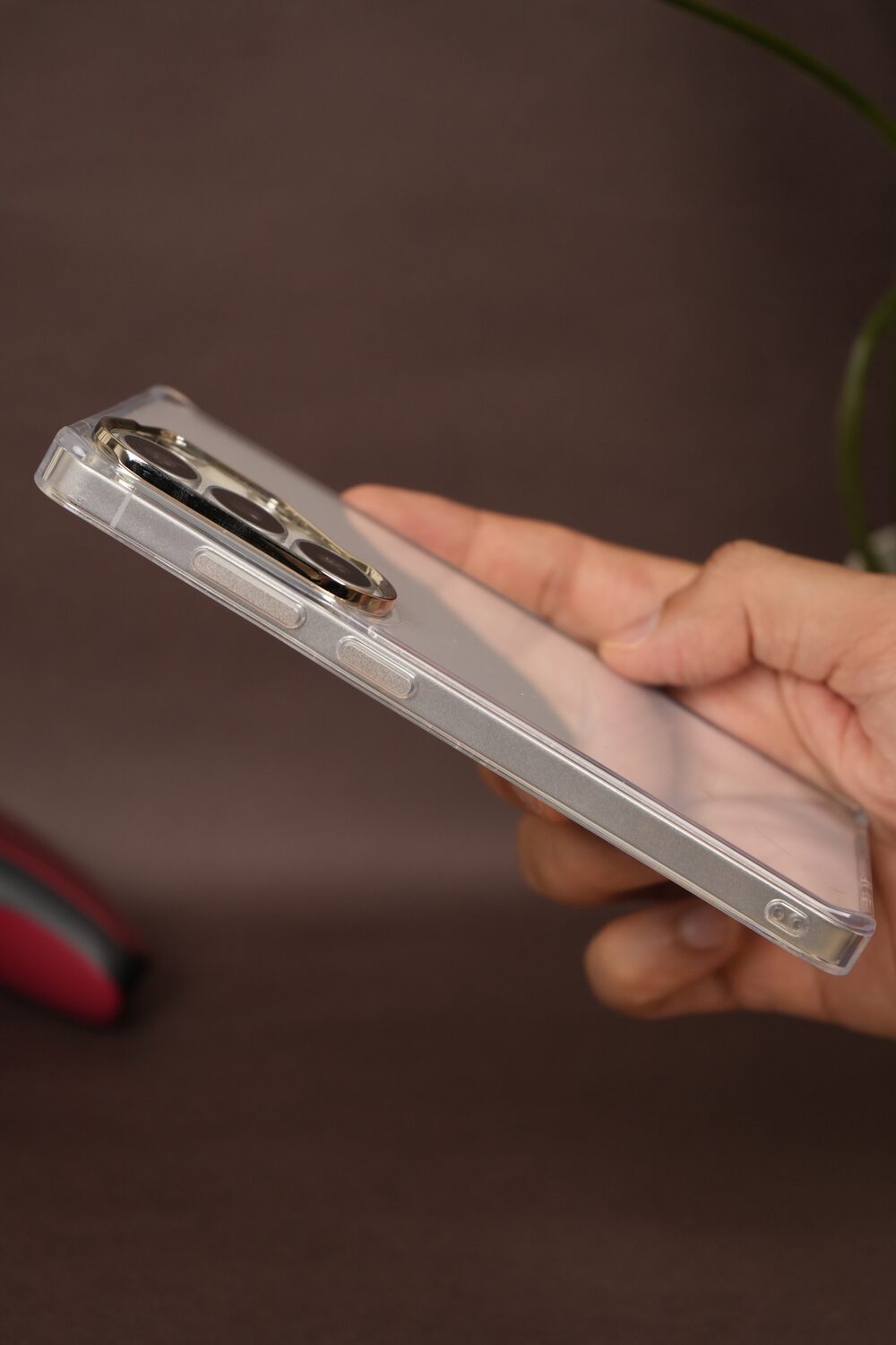 Samsung Galaxy S26 Ultra Clear Case – Gold Camera Frame (Transparent)
