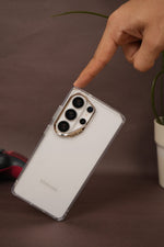Samsung Galaxy S26 Ultra Clear Case – Gold Camera Frame (Transparent)